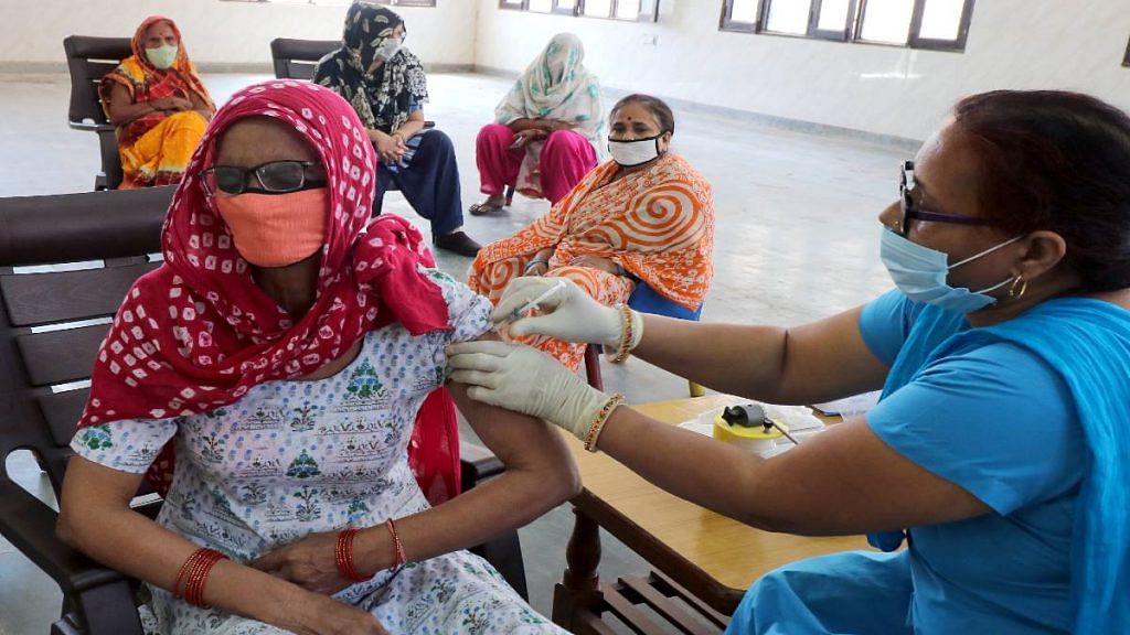 A woman being vaccinated against Covid in Haryana | Representational Image | ANI
