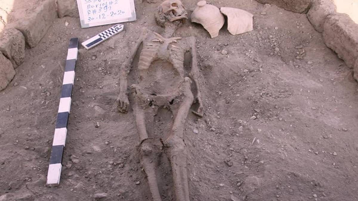 One of the finds is that of a human burial | Dr. Zahi Hawass on Facebook