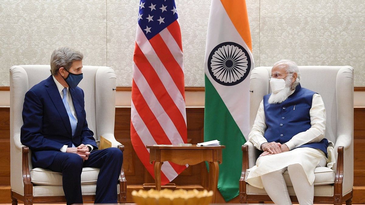 US Special Presidential Envoy for Climate John Kerry and PM Narendra Modi at a meeting in New Delhi, on 7 April, 2021 | PTI US Special Presidential Envoy for Climate John Kerry and PM Narendra Modi at a meeting in New Delhi, on 7 April, 2021 | PTI