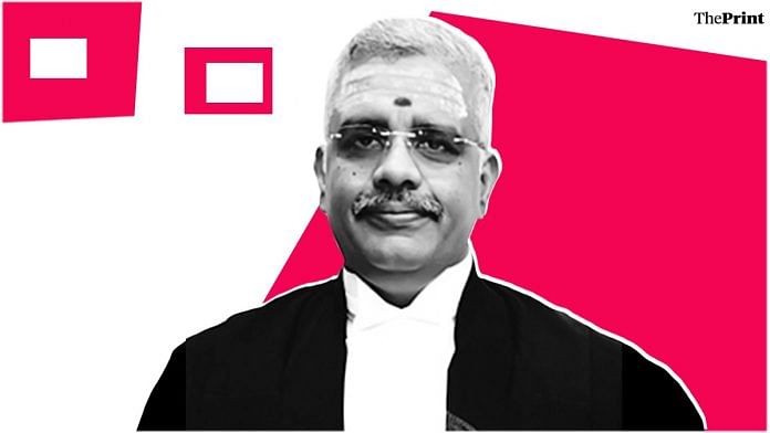 Madras High Court Justice N. Anand Venkatesh | Illustration: Soham Sen/ThePrint
