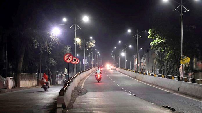 A deserted street during night curfew in Amravati, Maharashtra on 1 April