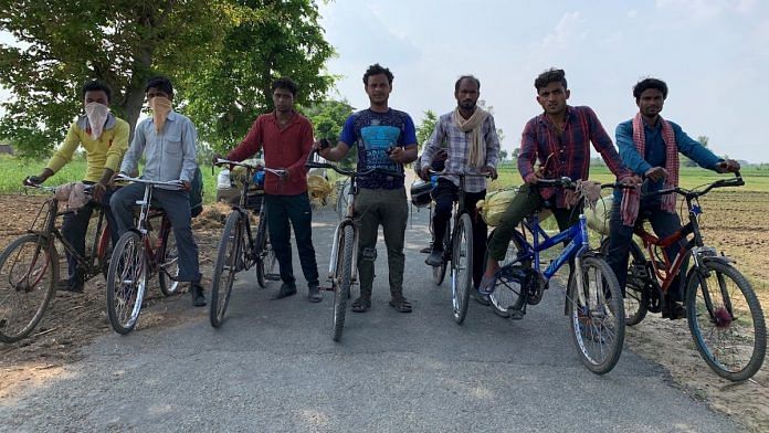 File photo | The seven Bihari workers who made their way from Ghaziabad to Bihar on cycles during the 2020 lockdown | Vinod Kapri | HarperCollins