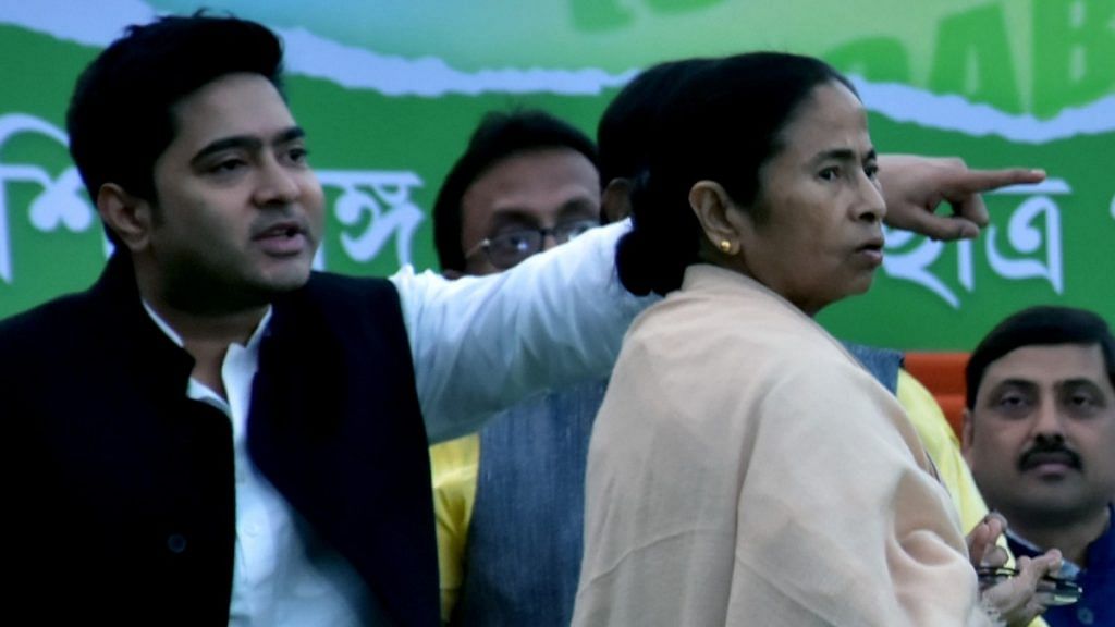 File image of West Bengal CM Mamata Banerjee with her nephew and Trinamool MP Abhishek Banerjee | ANI