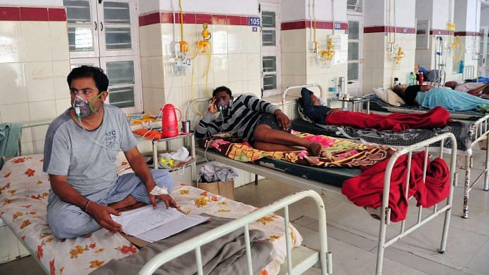 Representational image | Covid-19 patients occupying beds at Bengaluru's K.C. General Hospital | Photo: ANI