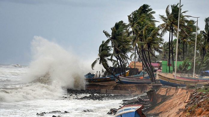 Rough sea weather conditions due to the formation of Cyclone Tauktae in the Arabian Sea, in Thiruvananthapuram, on May 15, 2021 | PTI