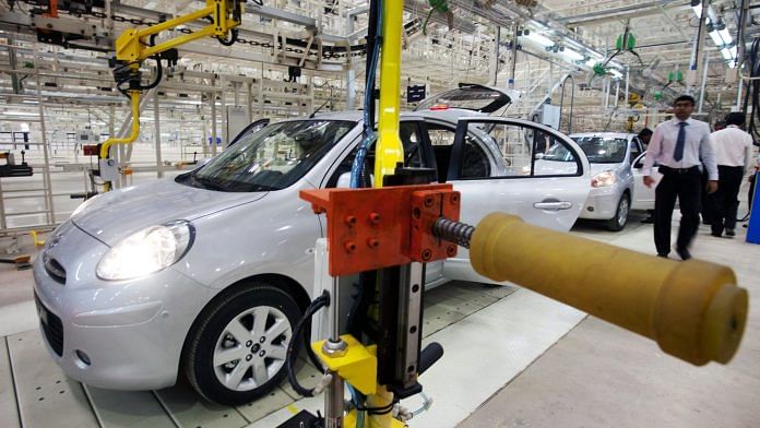 Visitors take a look over a Nissan Motor Co. Micra vehicle on the assembly line of the Renault Nissan Alliance plant during its inauguration in Chennai (Representational image) | Photographer: Prashanth Vishwanathan | Bloomberg