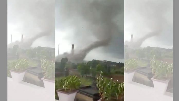 A screenshot of a video posted on social media of the tornado in Bengal on 25 May 2021 | Dipayan Sain | Twitter