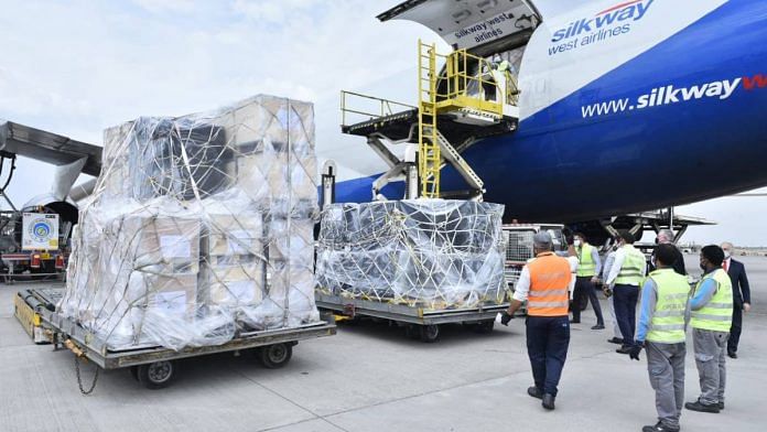 A shipment from Ireland carrying 2 oxygen generators, 548 oxygen concentrators, 365 ventilators & other medical equipment arrives in New Delhi on 4 May 2021 | MEA | Twitter