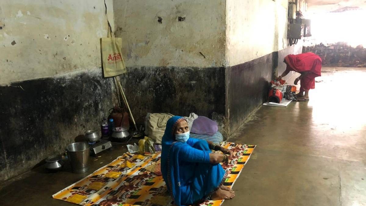 Families of patients in the old surgery wing that till recently was being used as a transition area for Covid patients | Jyoti Yadav | ThePrint