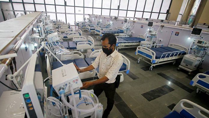 A staff checks the equipment at the ICU of a Covid hospital set up by the DRDO in Varanasi | ANI