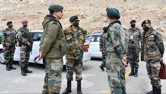File photo of Army Chief General M.M. Naravane at Leh to review security situation and operational preparedness along the Line of Actual Control in Eastern Ladakh | Photo: Twitter | @adgpi