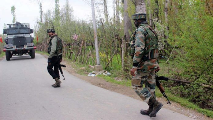 Representational image of security forces at an encounter site in Jammu and Kashmir