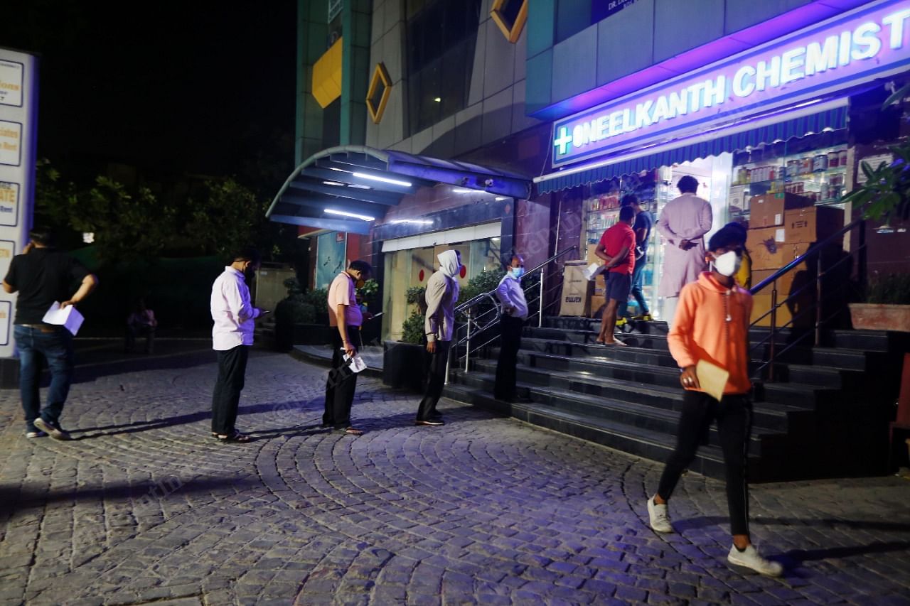 Long queues outside medical shops in New Delhi | Praveen Jain| ThePrint