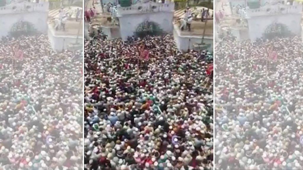 Crowds gathered for the funeral of Abdul Hamid Mohammad Salimul Qadri in Budaun Sunday | Via ANI
