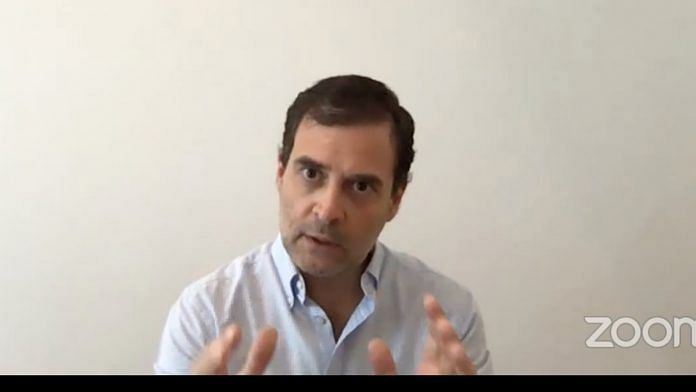 Screen grab of a video conference held by Congress leader Rahul Gandhi on 28 May 2021 | Congress | Twitter