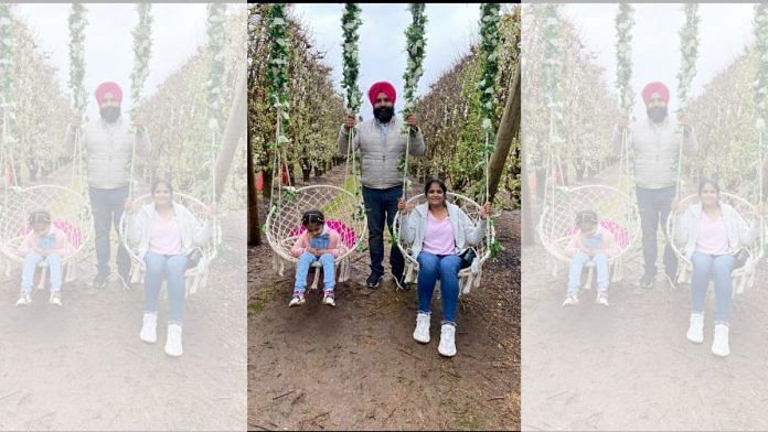 Gurpreet Singh, with wife Tejinder (right) and daughter Manseerat at a park in Australia last year. Gurpreet is currently stuck in India because of the travel ban | Photo: Gurpreet Singh