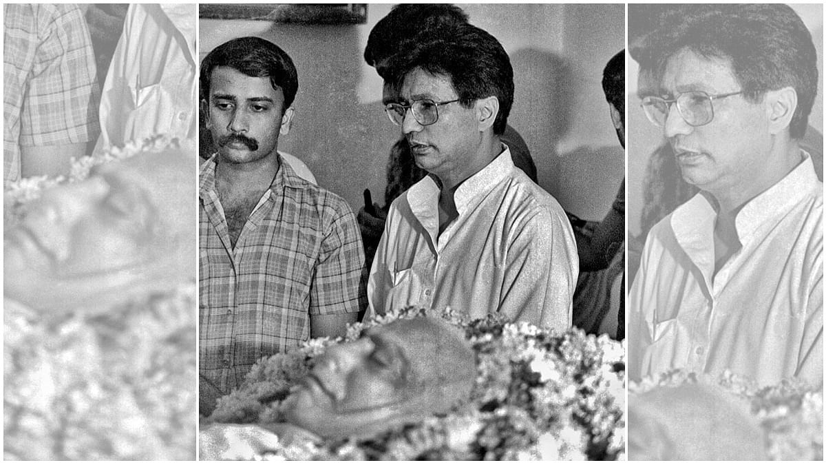 Chaudhary Ajit Singh at his father’s funeral in 1987 | Photo: Praveen Jain/ThePrint