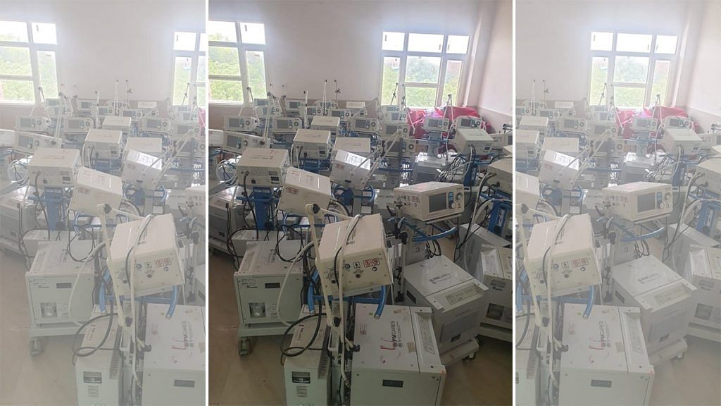 Unused ventilators lying in a store room at the Faridkot Medical College | Twitter/@Sandhwan