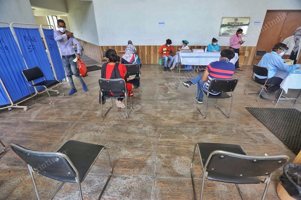 The vaccination centre at the Aligarh Muslim University. | Photo: Praveen Jain/ThePrint