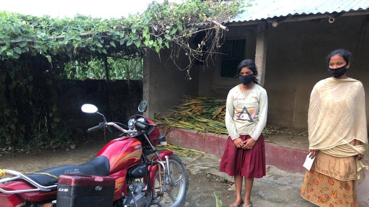 Birendra Mehta's bike outside their house. Mehta and his wife died of Covid earlier this month | Jyoti Yadav | ThePrint