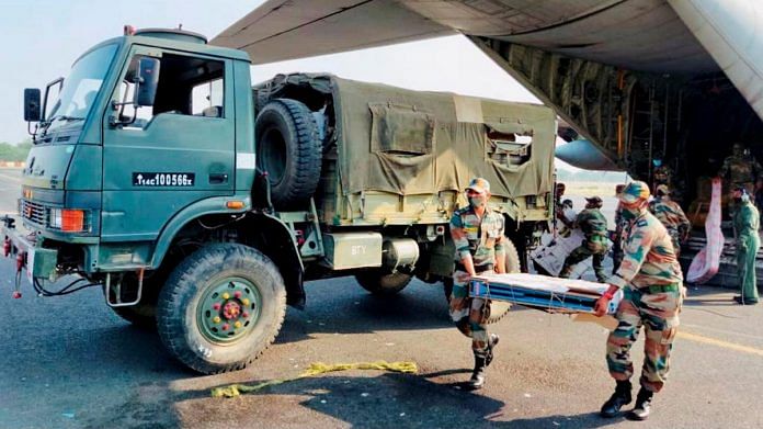 Indian Army has mobilised two Field Hospitals from North-East by air to Patna to assist the Bihar government in fighting the recent surge of Covid cases | Twitter/@adgpi