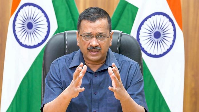 Delhi CM Arvind Kejriwal addresses the media on Covid-19 vaccination campaigns, on 11 May 2021 | PTI