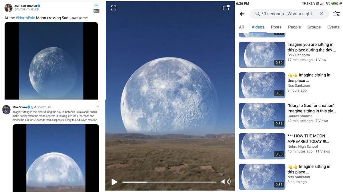 Viral video showing a gigantic Moon eclipsing the Sun 'in the