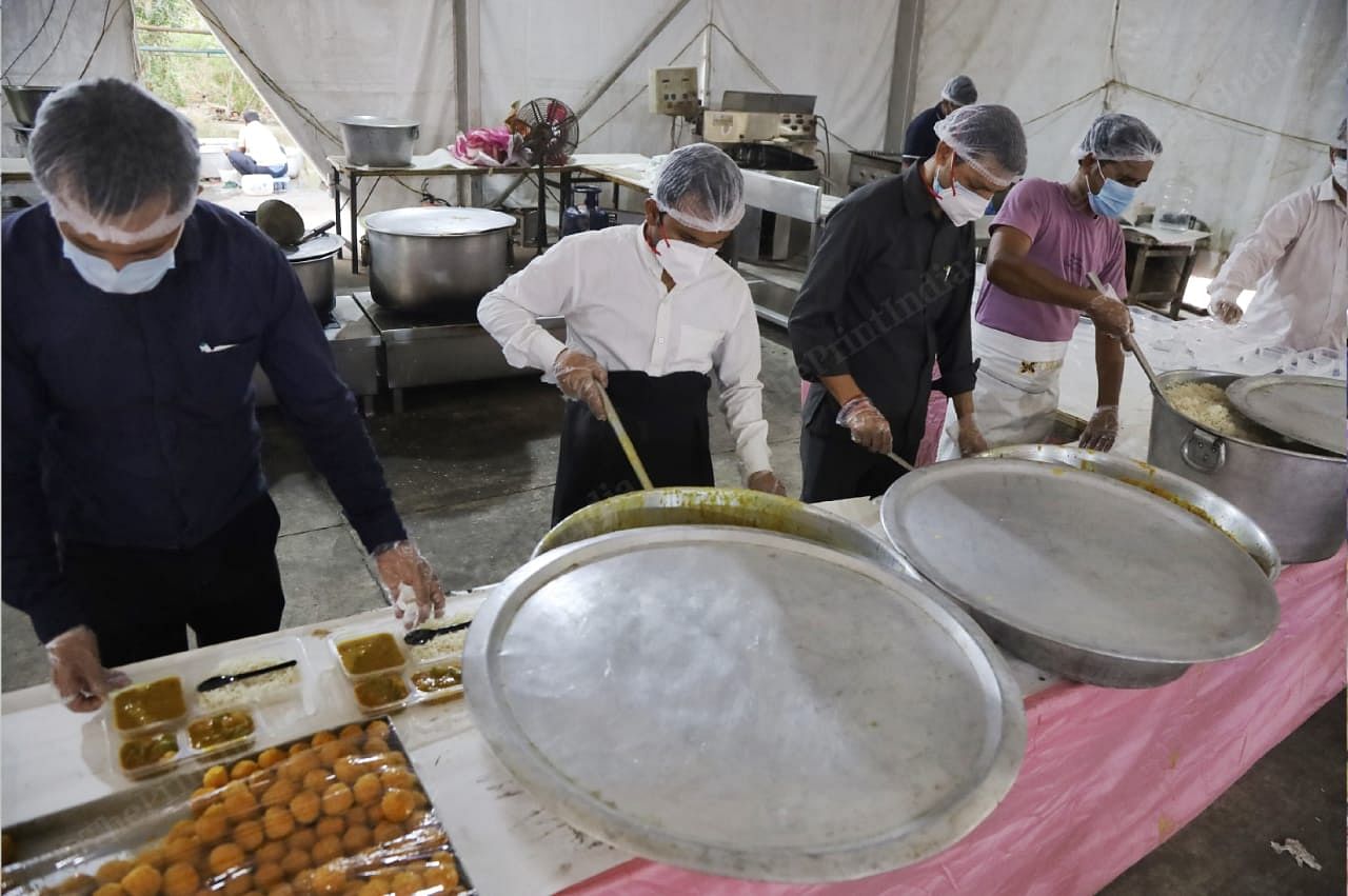 Food being served at the Covid-19 healthcare centre at the Commonwealth Games Village. | Photo: Manisha Mondal/ThePrint