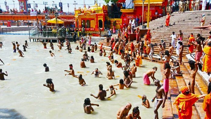 Pilgrims take a dip in the Ganga during Kumbh Mela | Image for representation only | ANI