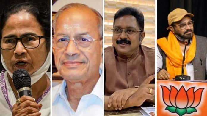 (L-R) Mamata Banerjee, E. Sreedharan, T.T.V. Dhinakaran and Babul Supriyo | ThePrint and wires