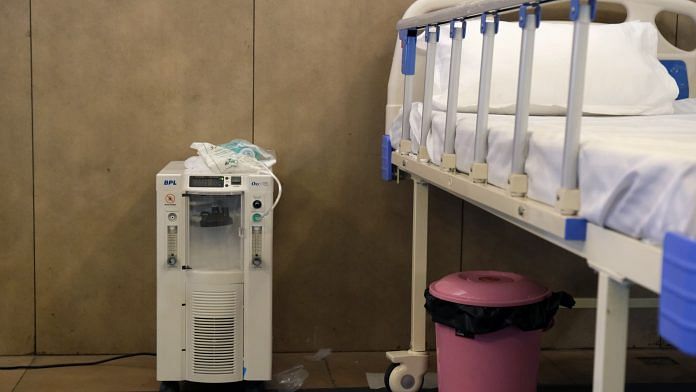 An oxygen concentrator at an emergency Covid-19 care centre in New Delhi | Representational image | Photo: T. Narayan | Bloomberg