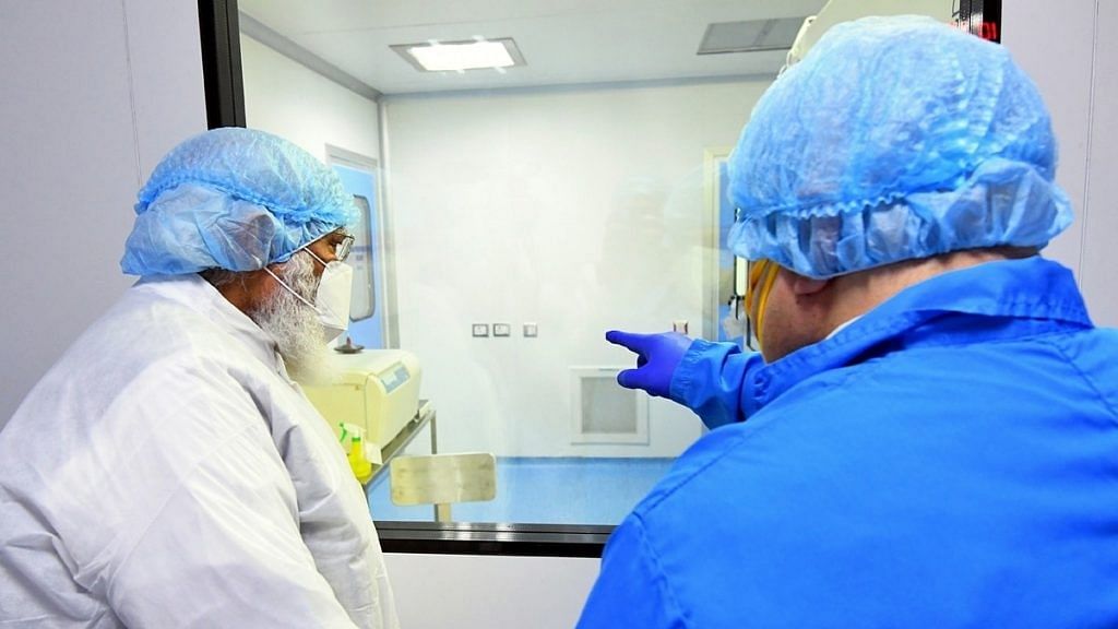 A file photo of Prime Minister Narendra Modi reviewing the development of Covid-19 vaccine candidate ZyCoV-D at Zydus Biotech Park in Ahmedabad in November 2020. | Photo: ANI