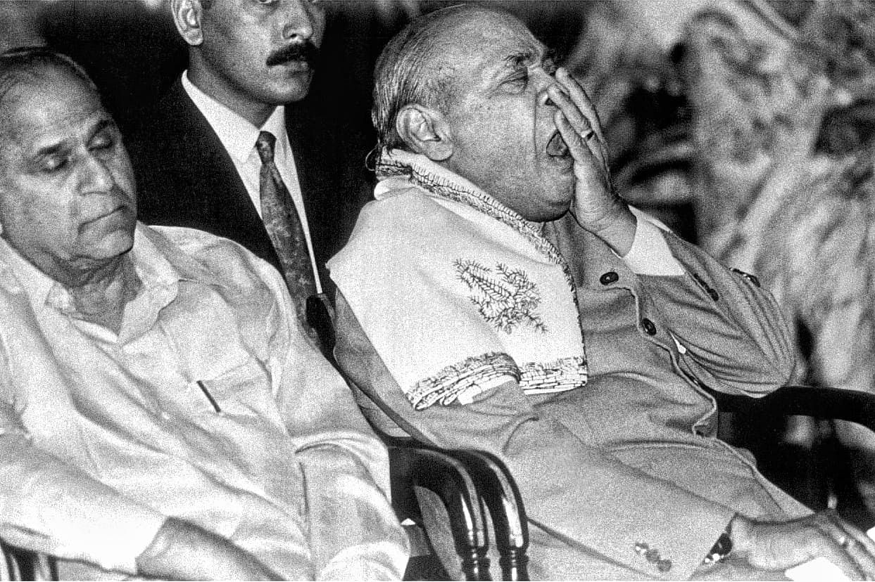 A weary Narasimha Rao showing clearly that its at times boring fulfilling the role of Prime Minister | Photo: Praveen Jain