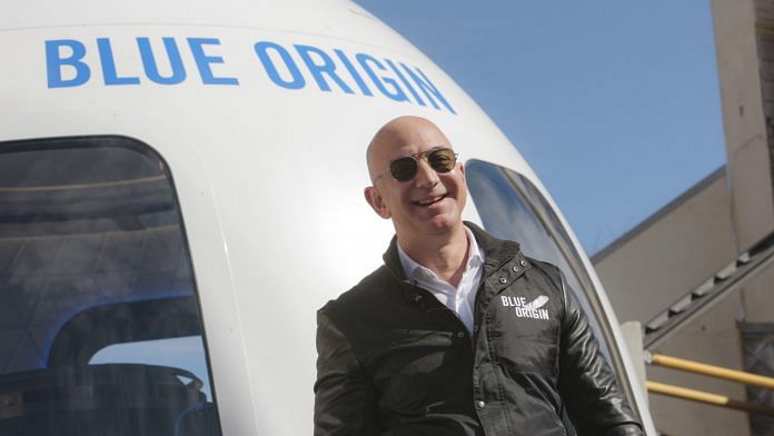 Jeff Bezos with Blue Origin flight | Bloomberg