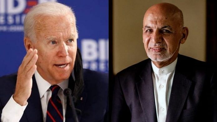 US President Joe Biden (left) and Afghanistan President Ashraf Ghani (right) | Michael Robertson/Twitter and JimHuylebroek/Bloomberg