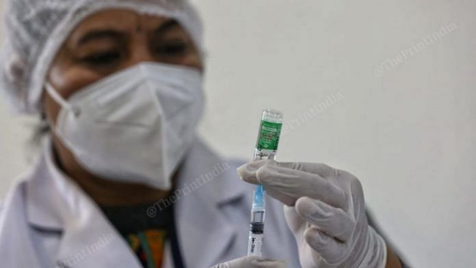 A health worker administering Covid vaccines at a hospital in New Delhi | Representational Image | Photo: Suraj Singh Bisht | ThePrint