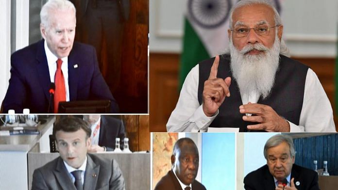 PM Modi virtually addressing the G7 Summit along with other world leaders | Twitter@airnewsalerts