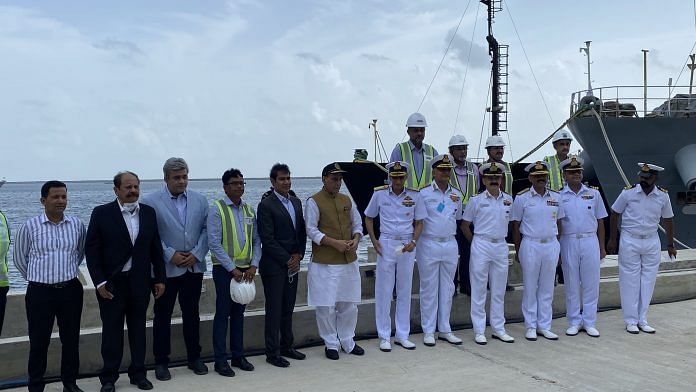 Rajnath Singh at the Karwar Naval Base, reviewing the progress of ongoing infrastructure development under ‘Project Seabird’ | Twitter
