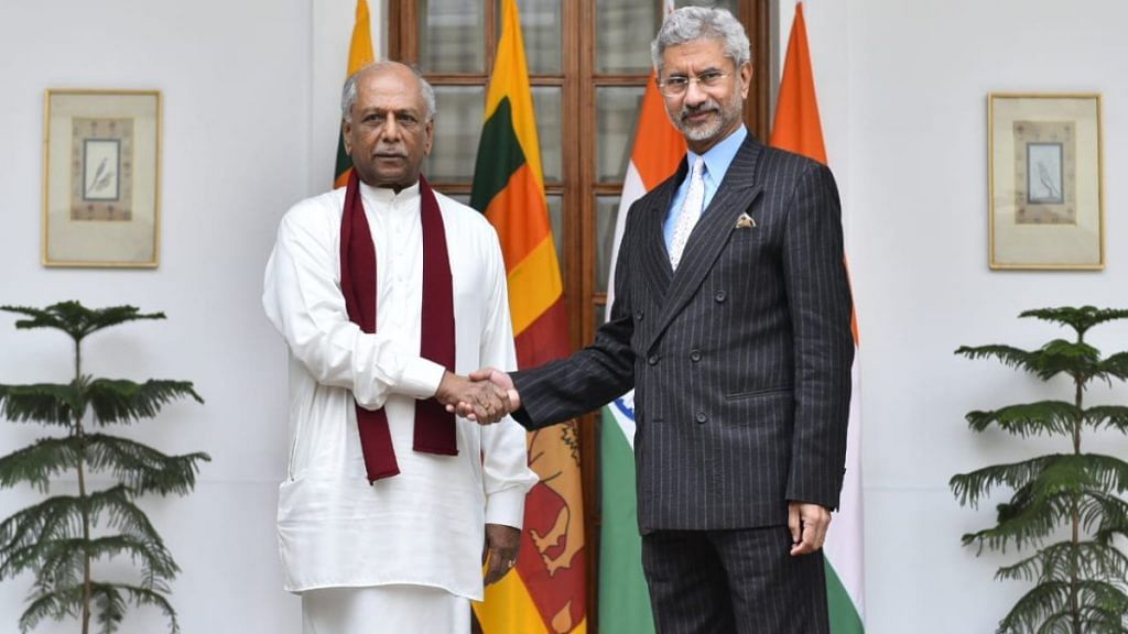 File image of External Affairs Minister S. Jaishankar with his Sri Lankan counterpart Dinesh Gunawardena | Twitter | @MFA_SriLanka