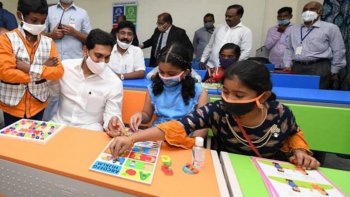 File photo of Andhra Pradesh CM YS Jagan Mohan Reddy at a school | Facebook/ysjagan