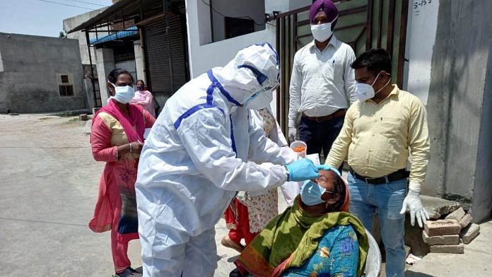 A rapid reaction team in Patiala district collects samples for Covid testing | Photo by special arrangement