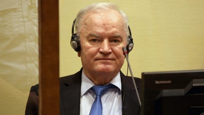 Indicted Bosnian-Serb war criminal Ratko Mladic appears before the International Residual Mechanism for Criminal Tribunals Appeals Chamber in The Hague. | Photo: UN-IRMCT/Leslie Hondebrink-Hermer