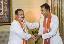 BJP President JP Nadda greets Jitin Prasada after he joined BJP, at his residence in New Delhi, 9 June 2021 | PTI