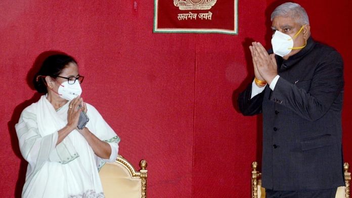 A file photo of West Bengal Chief Minister Mamata Banerjee and Governor Jagdeep Dhankhar. | Photo: ANI