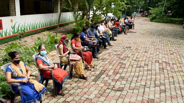 People waiting to receive Covid-19 vaccine during a vaccination camp in Navi, on 28 June 2021 | PTI Photo