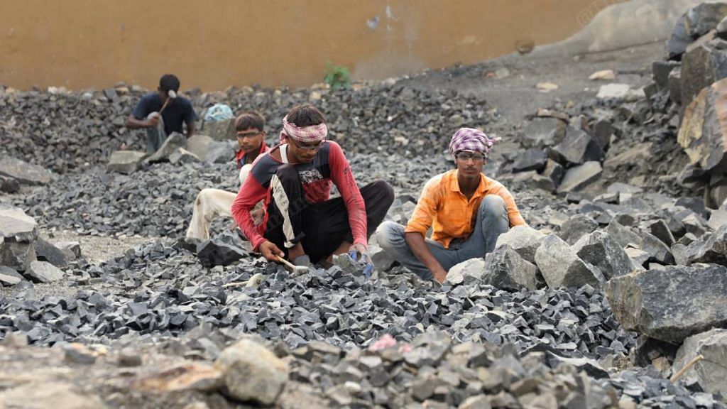 Workers at a stone quarry | Manisha Mondal | ThePrint