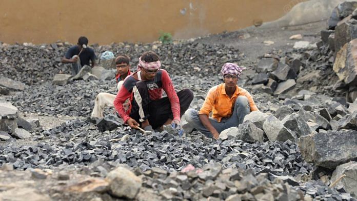 Workers at a stone quarry | Manisha Mondal | ThePrint