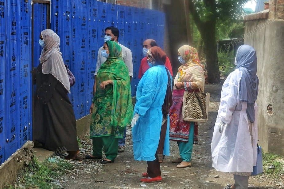 Health worker door to door vaccination campaign at the Sonerwani village in Bandipora Distt in Kashmir | Photo: Praveen Jain | ThePrint