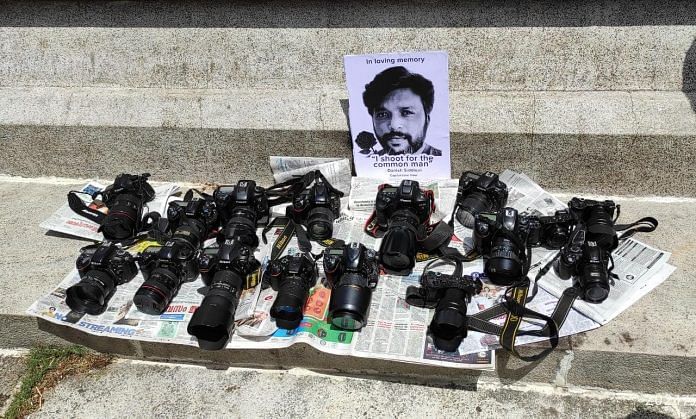 Cameras kept near Danish's picture in Thiruvananthapuram | Photo: Special arrangement