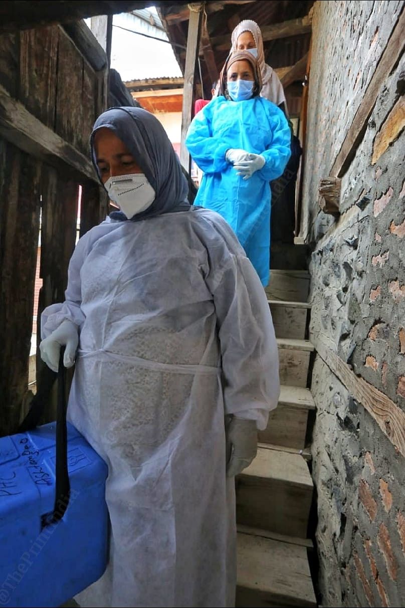 Health worker living for the vaccination campaign at the sub center Sonerwani village in Bandipora district in Kashmir | Photo: Praveen Jain | ThePrint